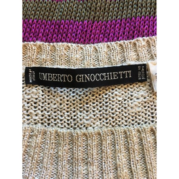 Vintage Umberto Ginocchietti Womens Striped Dot Knitted Pullover Sweater Purple - Picture 8 of 10